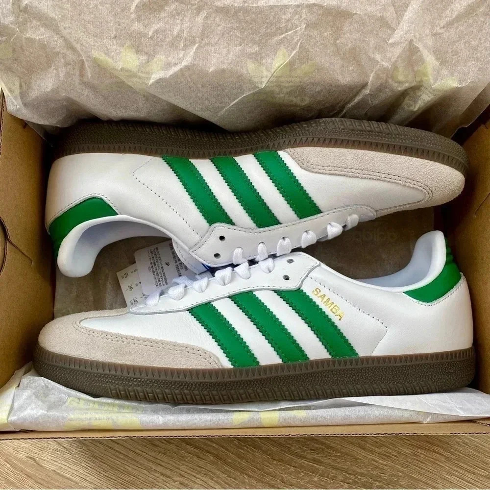 New Adidas Samba OG Sneaker Shoes White Green Gum Womens 7 - Picture 1 of 9